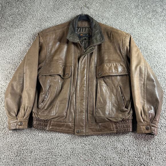 Reed Other - VINTAGE Reeds Sportswear Leather Jacket Mens 46R Brown Soft Leather Bomber